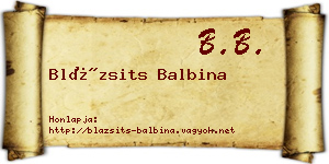 Blázsits Balbina névjegykártya